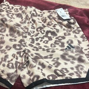 NWT....Adidas Leopard Print Shorts in Cream and Brown